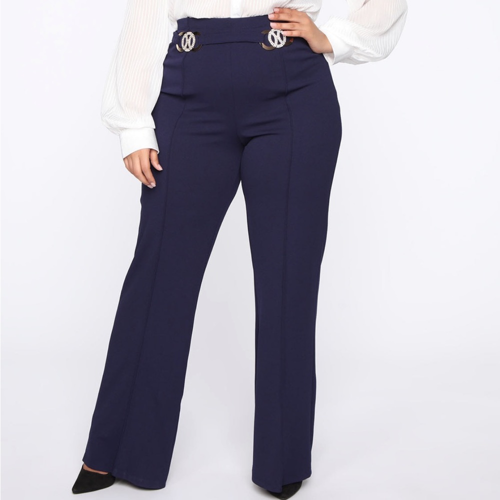 Blue dress pants with silver detailing